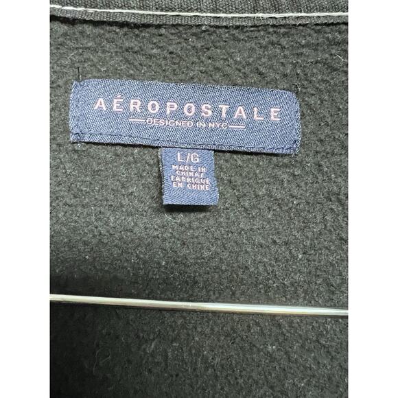 Y2K Style Aeropostale Hoodie Large Logo Sweatshirt Black Embroidered Preppy - Picture 4 of 6